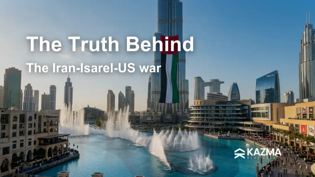 Ultra-realistic view of the Burj Khalifa featuring the UAE flag, overlooking the Dubai Mall and the Dubai Fountain during the day.